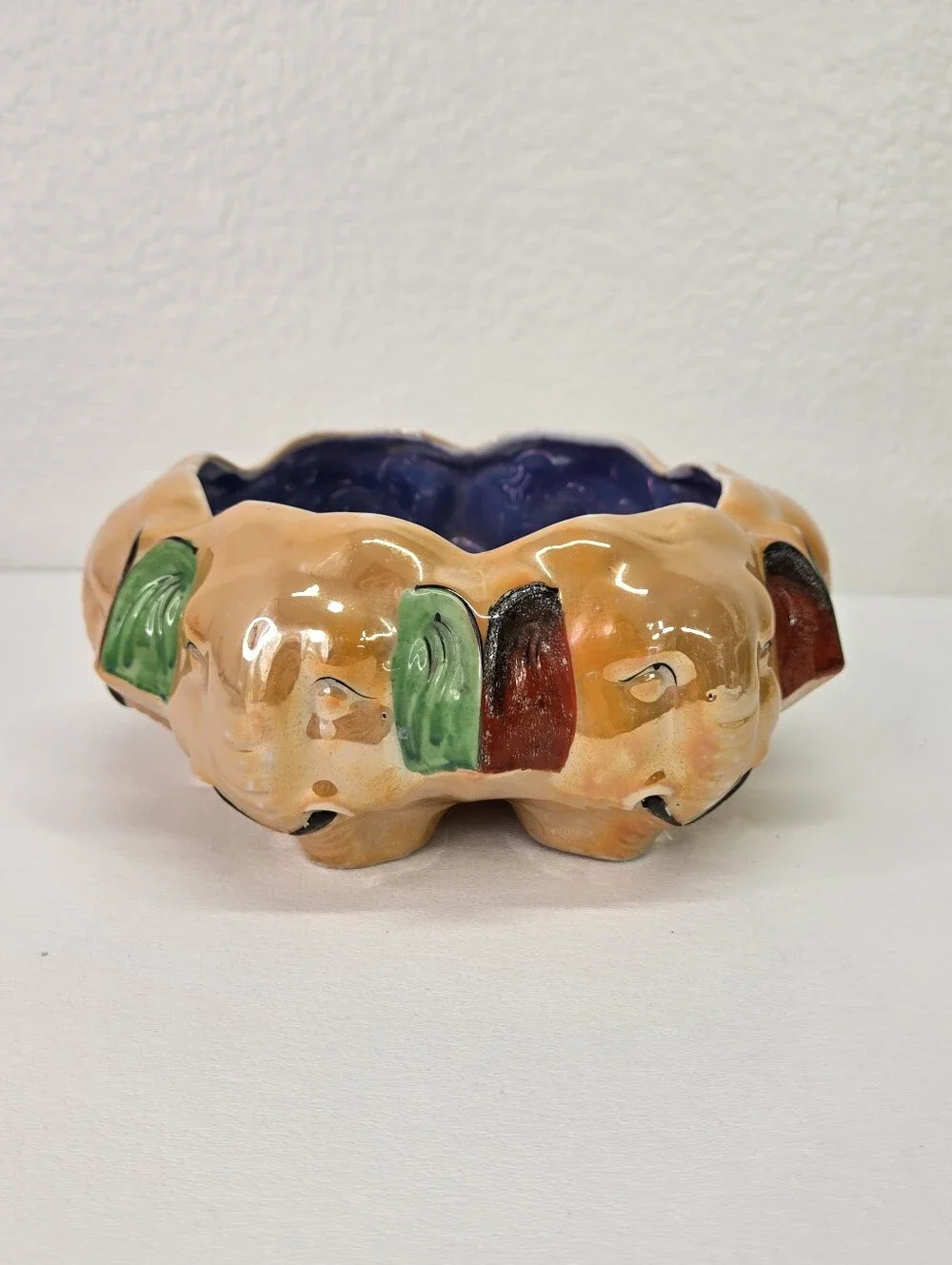 VTG Lusterware Elephant Planter Made in Japan Mid Century Pottery Lucky 30s Rare